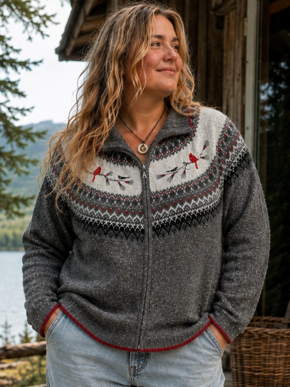 Northern reflections vintage cardinal sweater